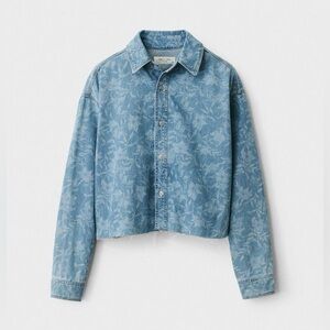 rag & bone Light Blue Floral Denim Button-Down Shirt